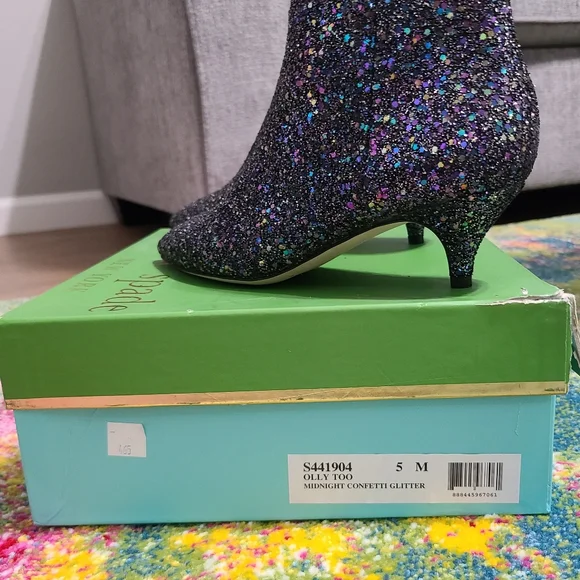 NWT - Kate Spade ♠️ Olly Too Midnight Confetti Glitter Boots - Picture 15 of 16
